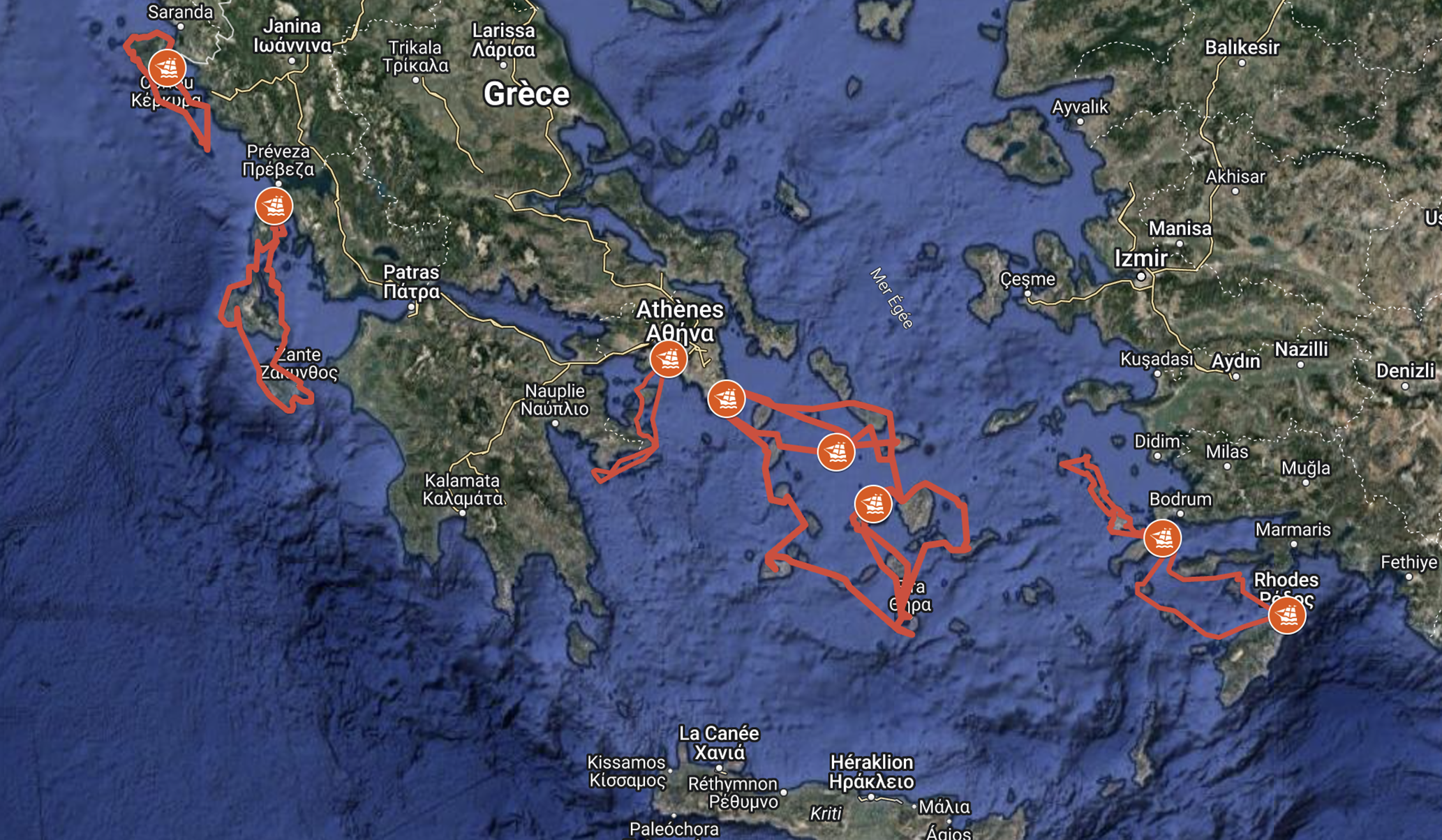 Itinéraires en voilier en Grèce