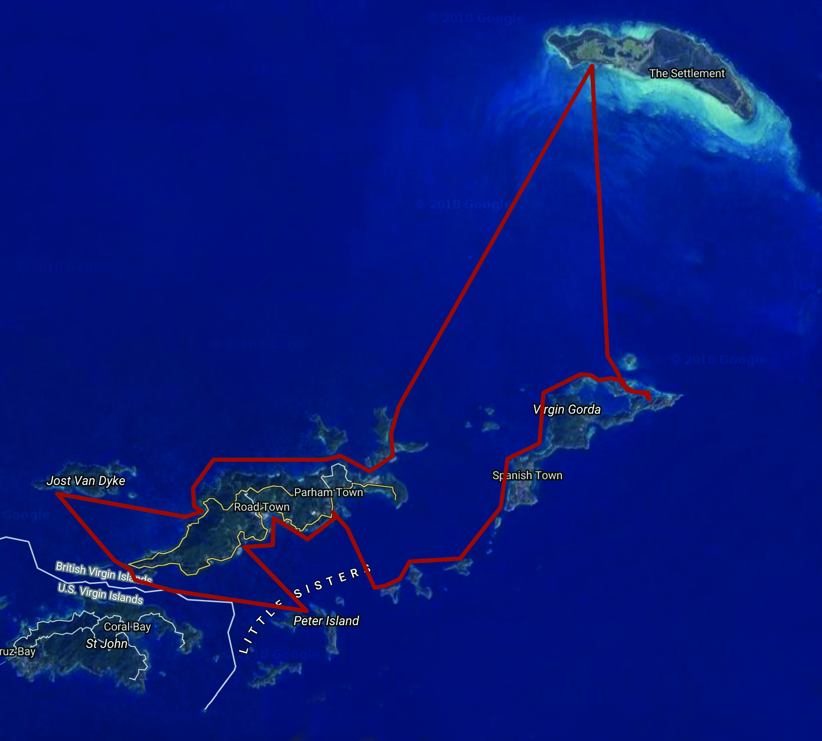 Itinéraires croisière voilier au BVI îles vierges britanniques