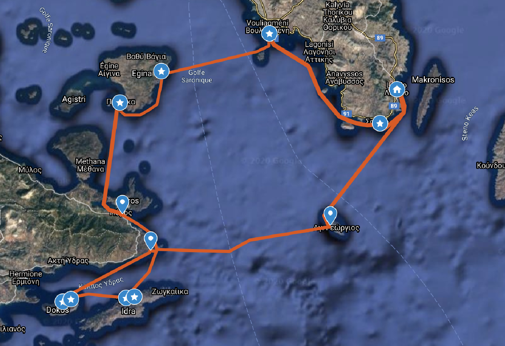 Itinéraires en voilier dans le Golfe saronique au départ de Lavrion ou Athènes